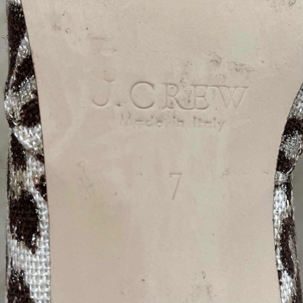 $248 J. Crew Made in Italy Leopard Print Glitter Pointed Toe D'Orsay Heels sz 7 - Picture 11 of 13